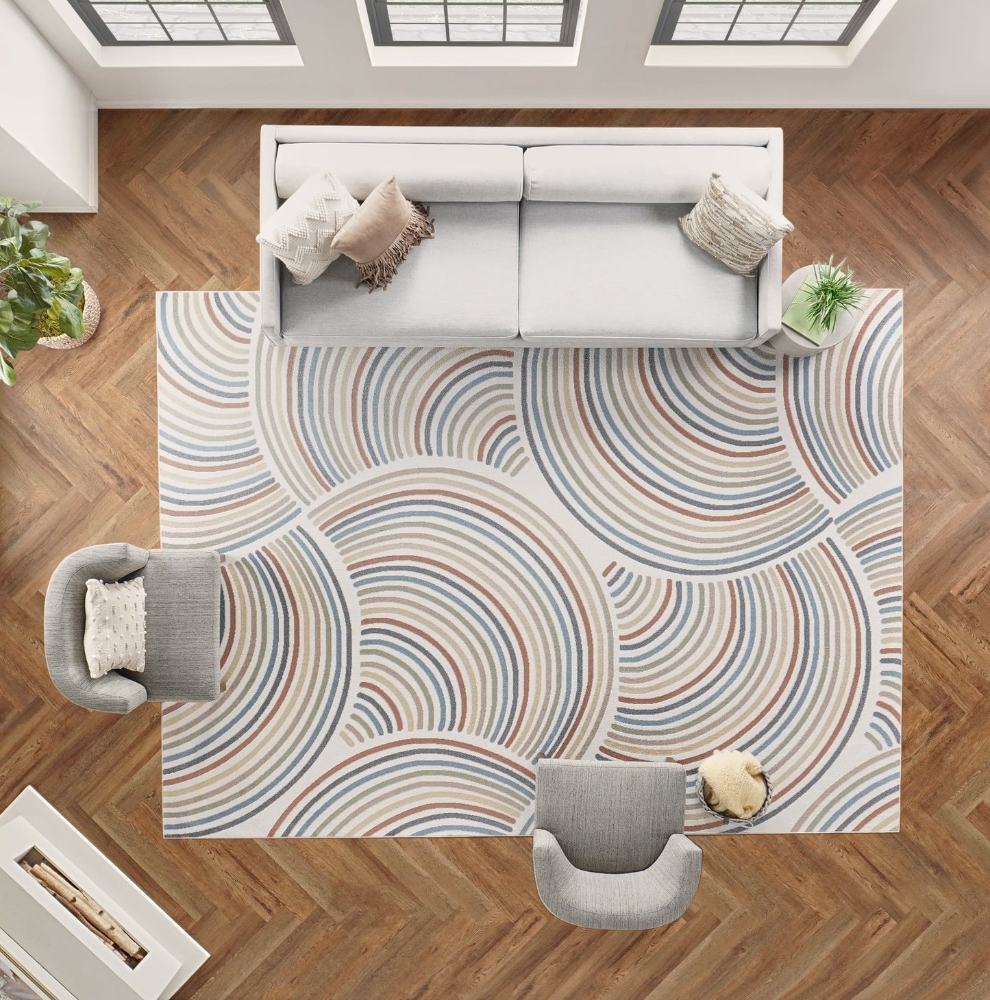 Nourison Home Astra Machine Washable  Ivory Multicolor  Contemporary