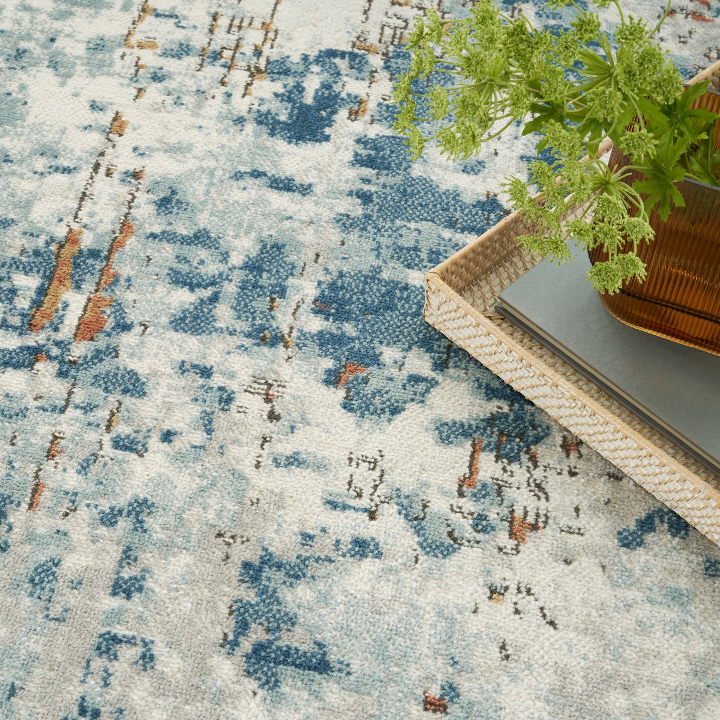 Nourison Home Quarry  Beige Blue Rust  Contemporary
