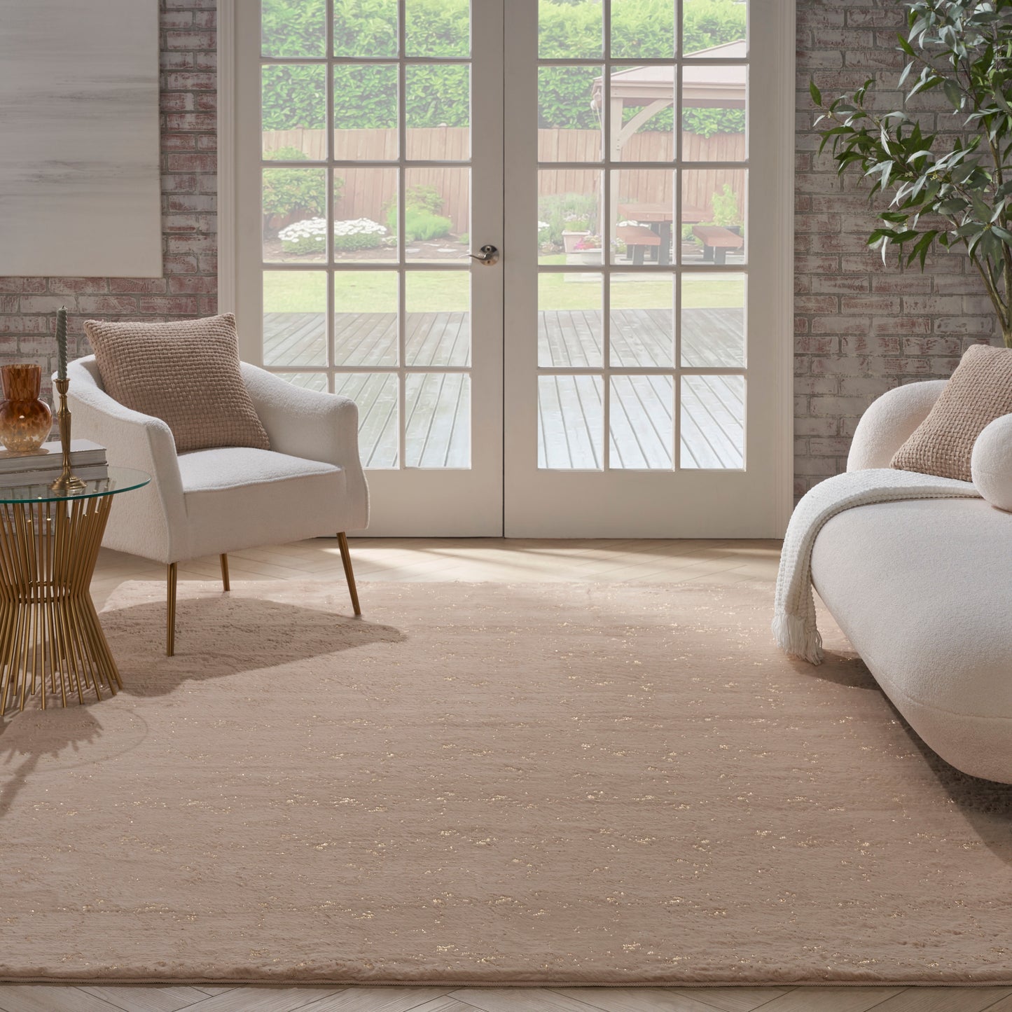 Nourison Home Cozy Shimmer  Beige Gold  Contemporary