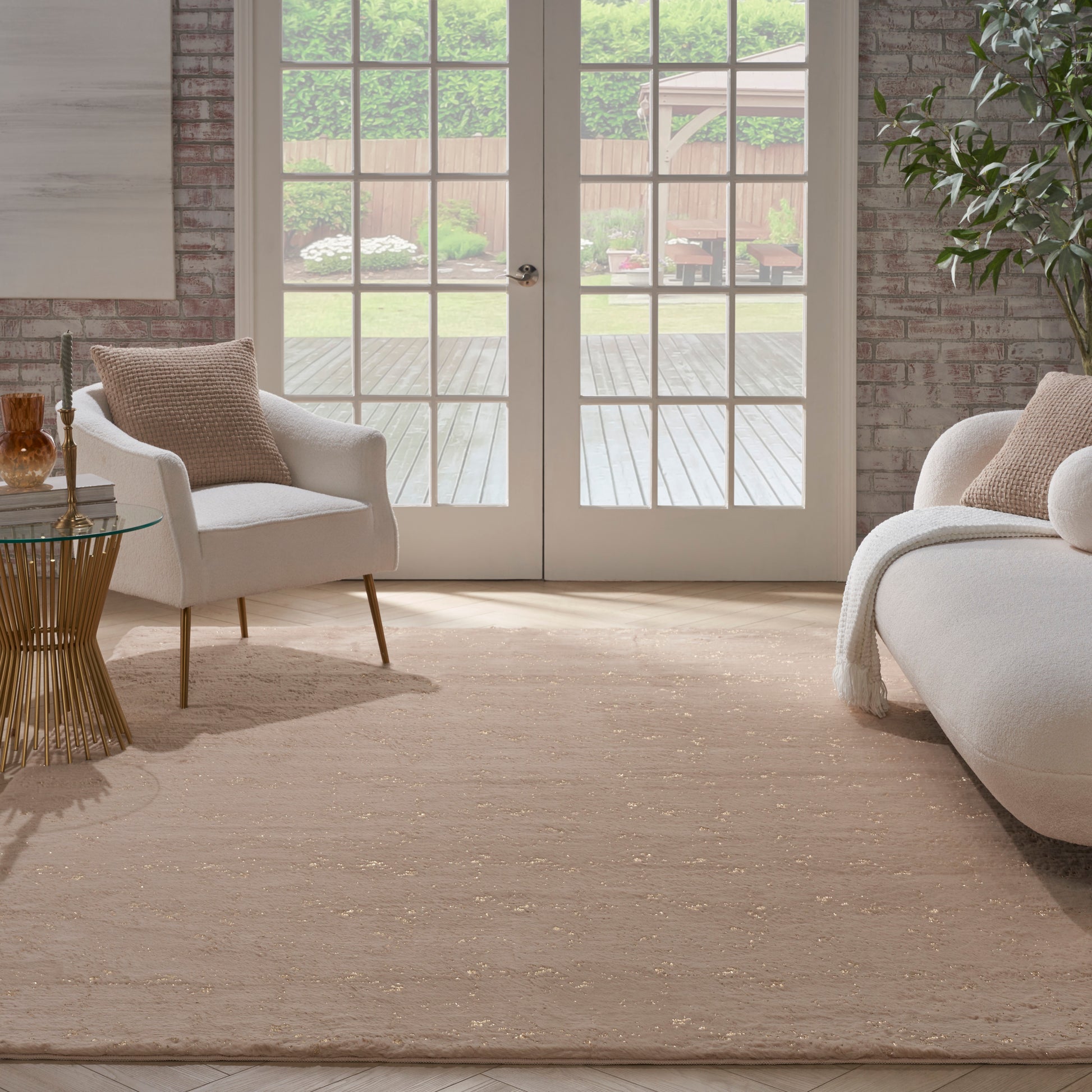 Nourison Home Cozy Shimmer  Beige Gold  Contemporary