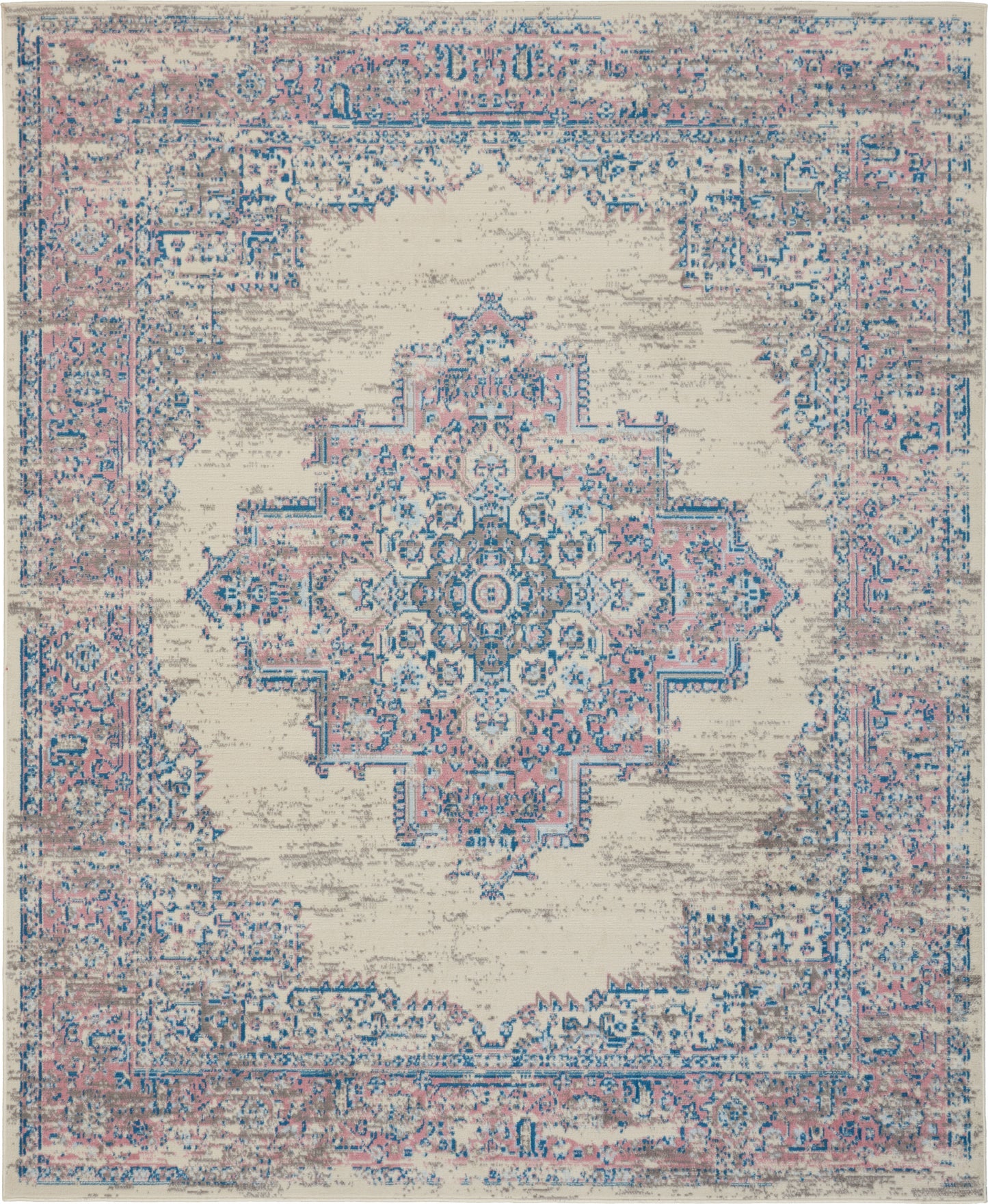 Nourison Home Grafix GRF14 Ivory Pink Transitional Power-loomed Rug