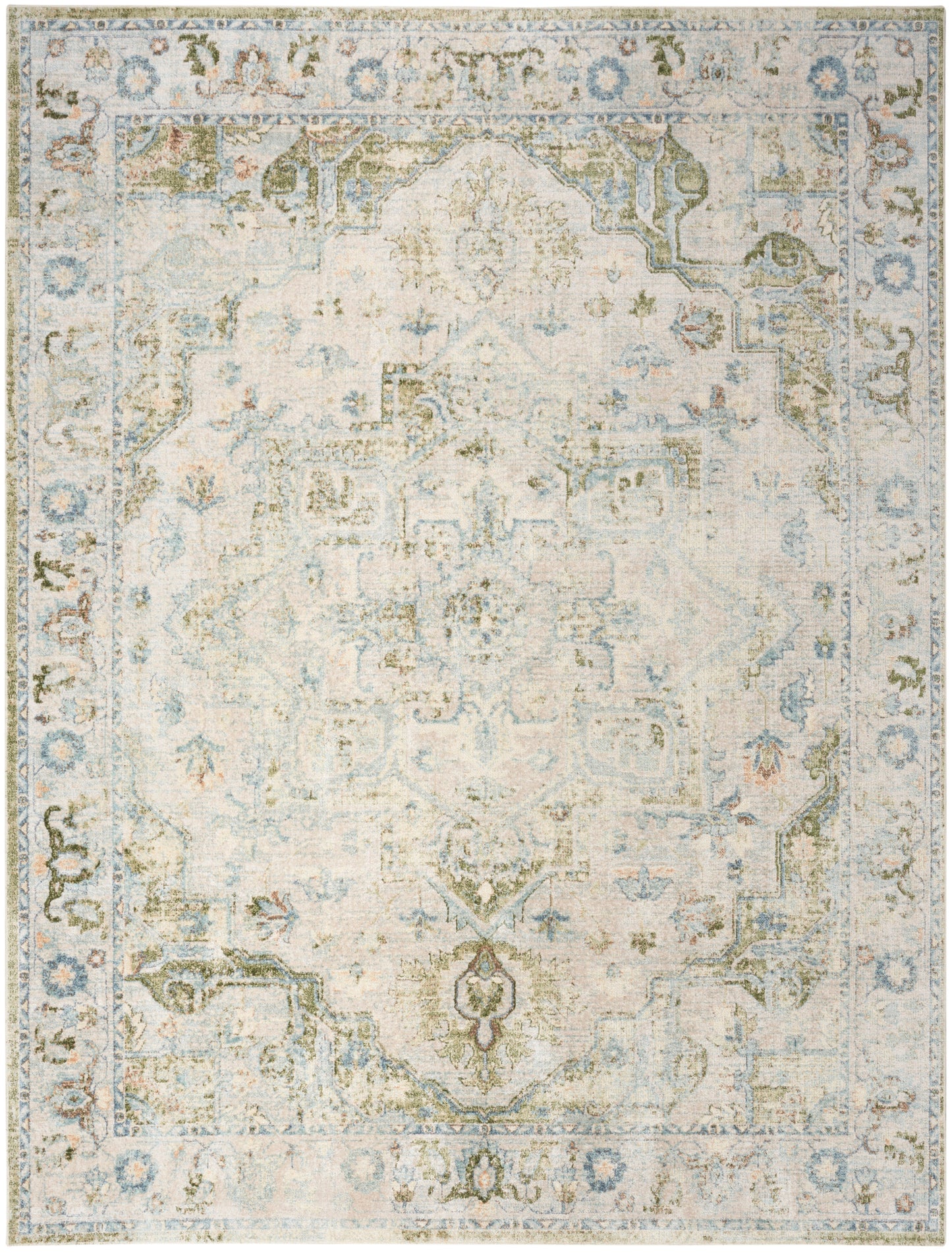 Nourison Home Astra Machine Washable ASW12 Blue Green Traditional Power-loomed Rug