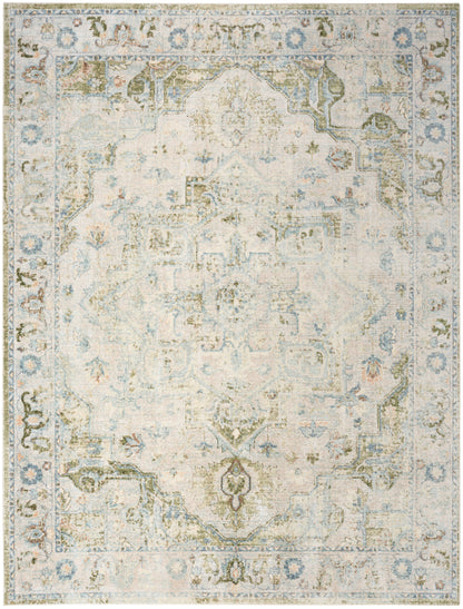 Nourison Home Astra Machine Washable ASW12 Blue Green Traditional Power-loomed Rug