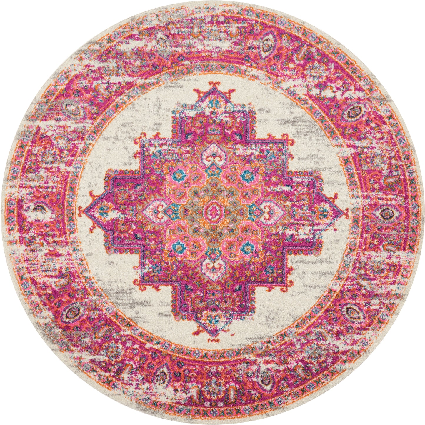Nourison Home Passion PSN03 Ivory Fuchsia Transitional Power-loomed Rugs