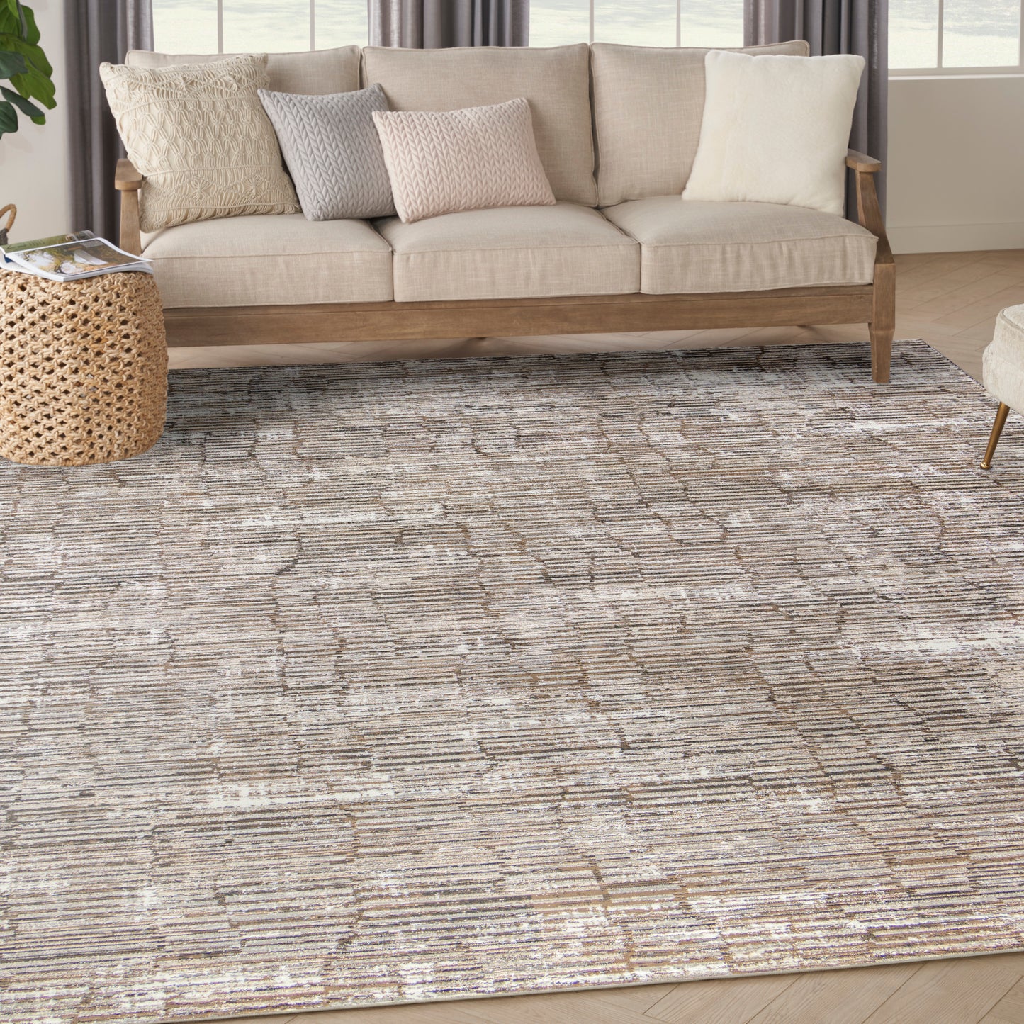 Nourison Home Sustainable Trends  Ivory Mocha  Contemporary