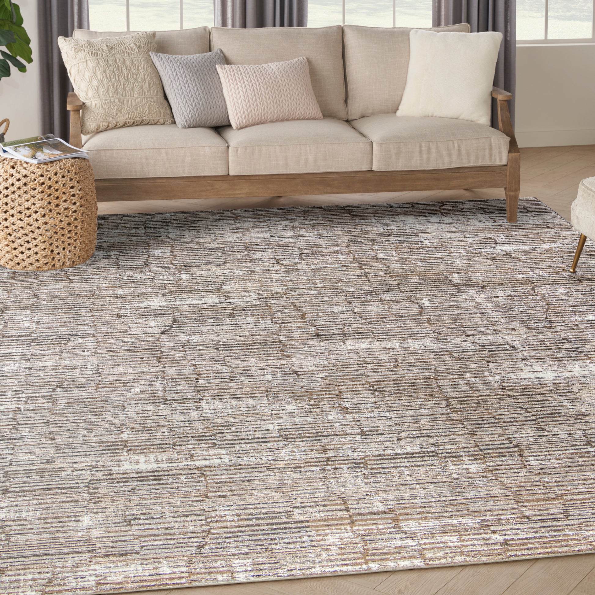 Nourison Home Sustainable Trends  Ivory Mocha  Contemporary