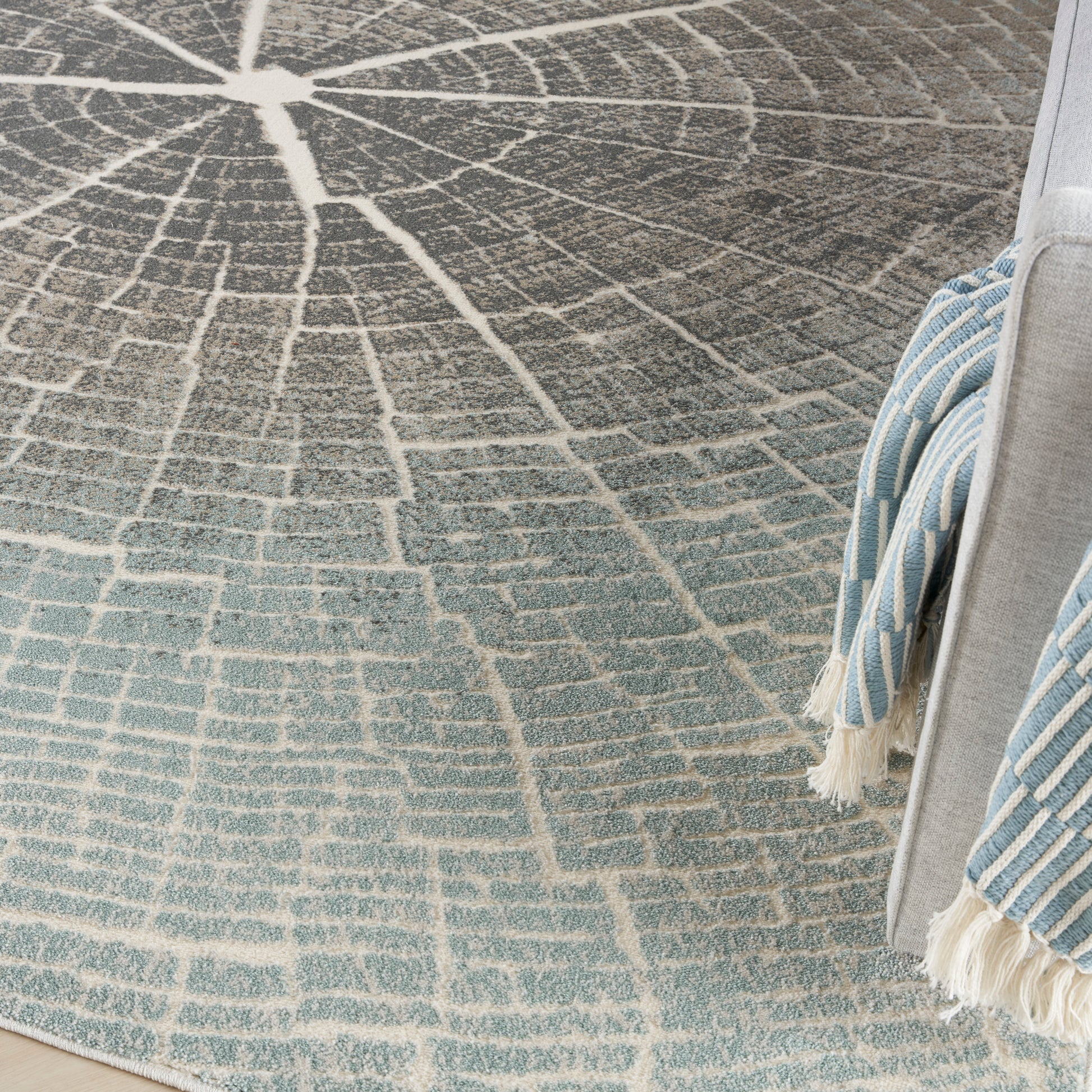 Nourison Home Marmara  Teal Grey Ivory  Contemporary