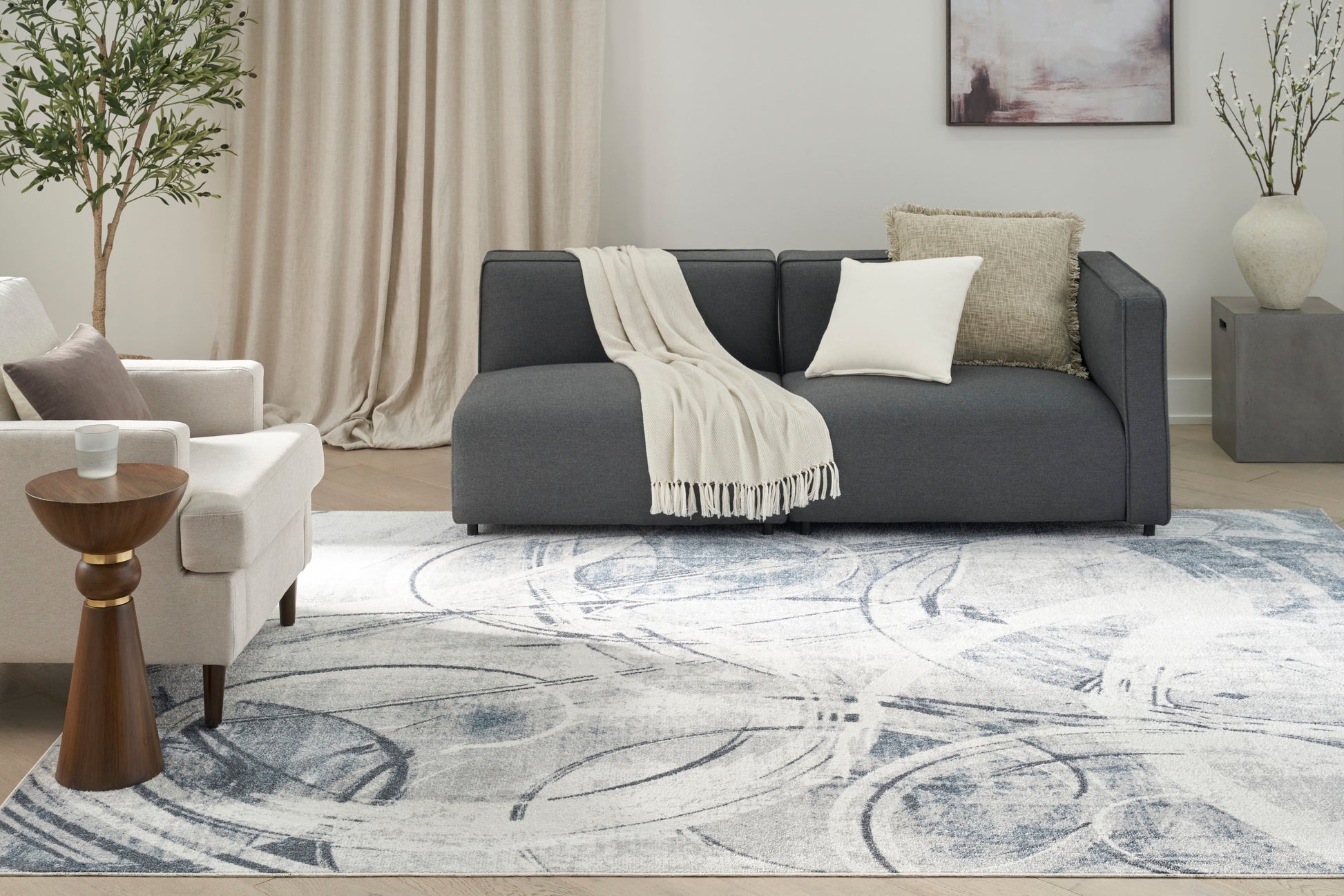 Nourison Home Astra Machine Washable  Silver Blue  Contemporary