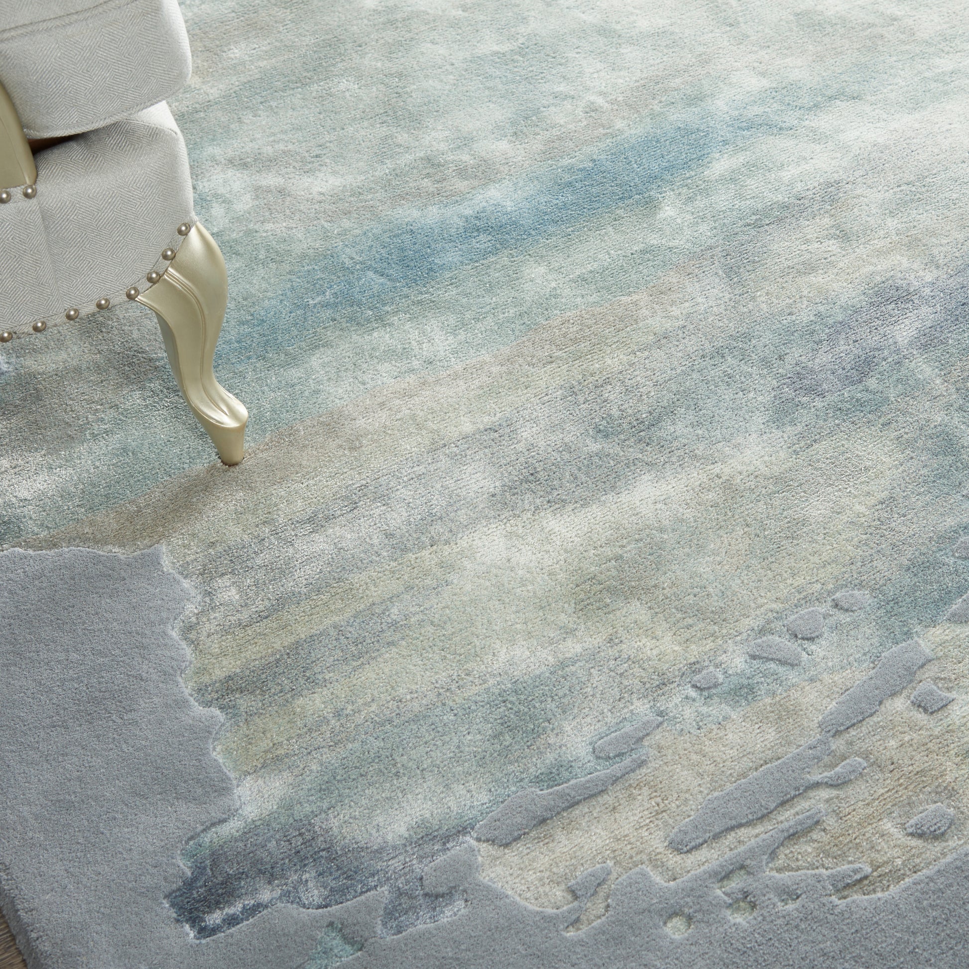 Nourison Home Prismatic  Seafoam Silver  Contemporary