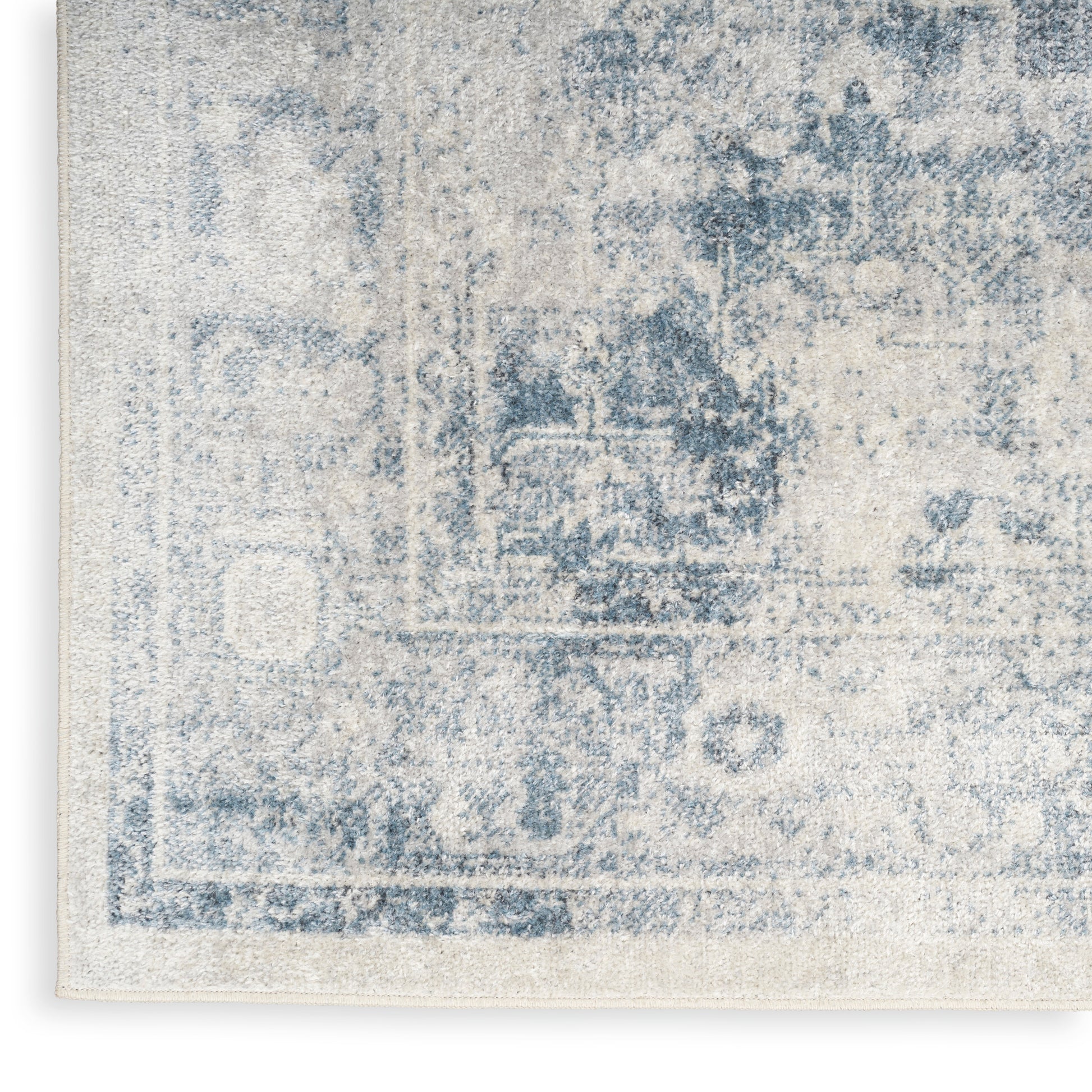Nourison Home Astra Machine Washable  Blue Ivory  Traditional