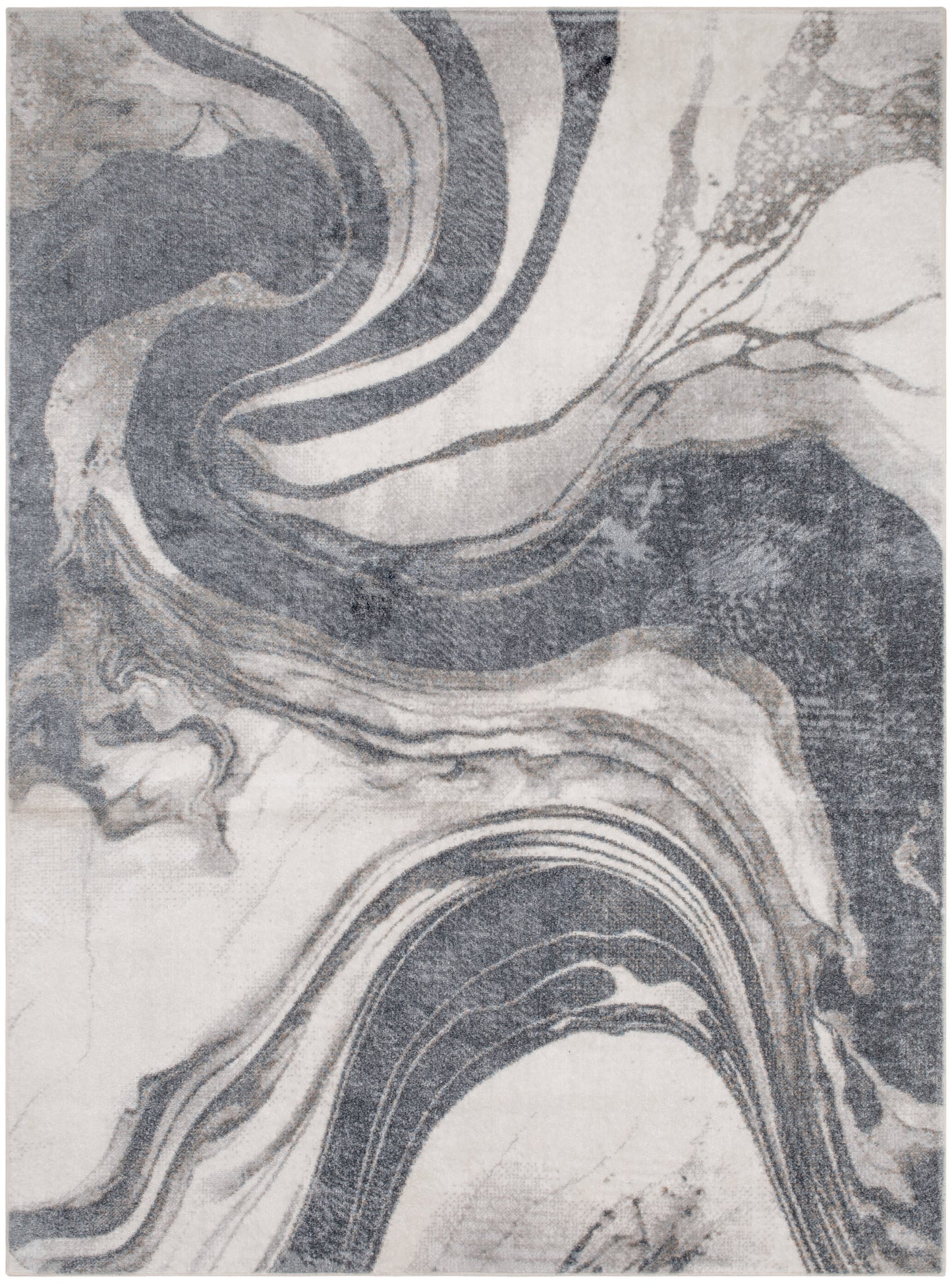 Nourison Home Astra Machine Washable ASW15 Ivory Grey Contemporary Power-loomed Rug