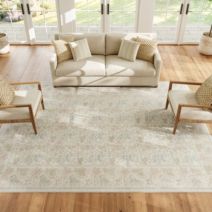 Nourison Home Botanical Washables  Beige Multicolor  Contemporary