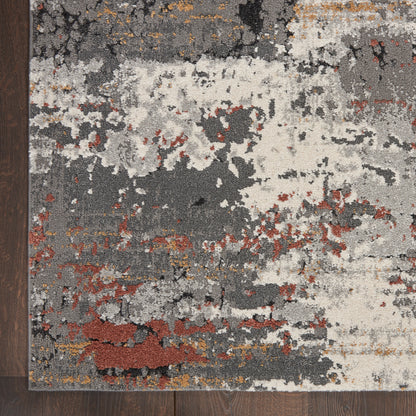 Nourison Home Tangra  Grey Multicolor  Contemporary