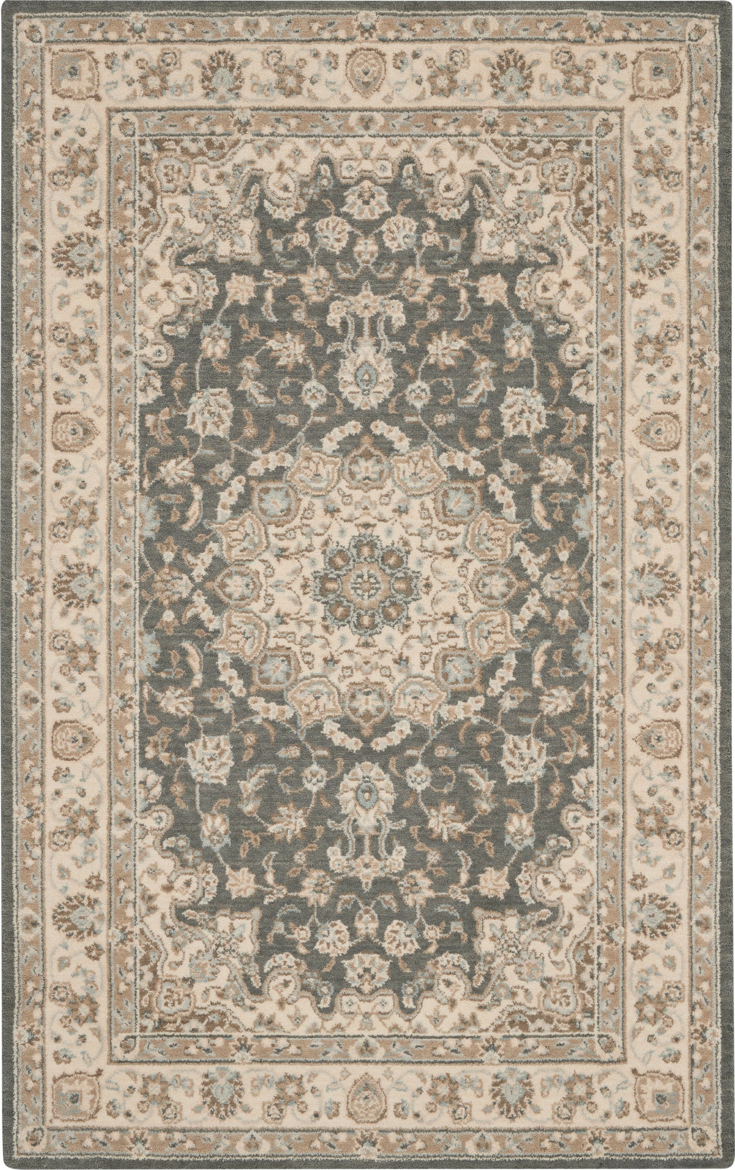 Nourison Home Living Treasures LI15 Grey Ivory Traditional Loom-woven Rug