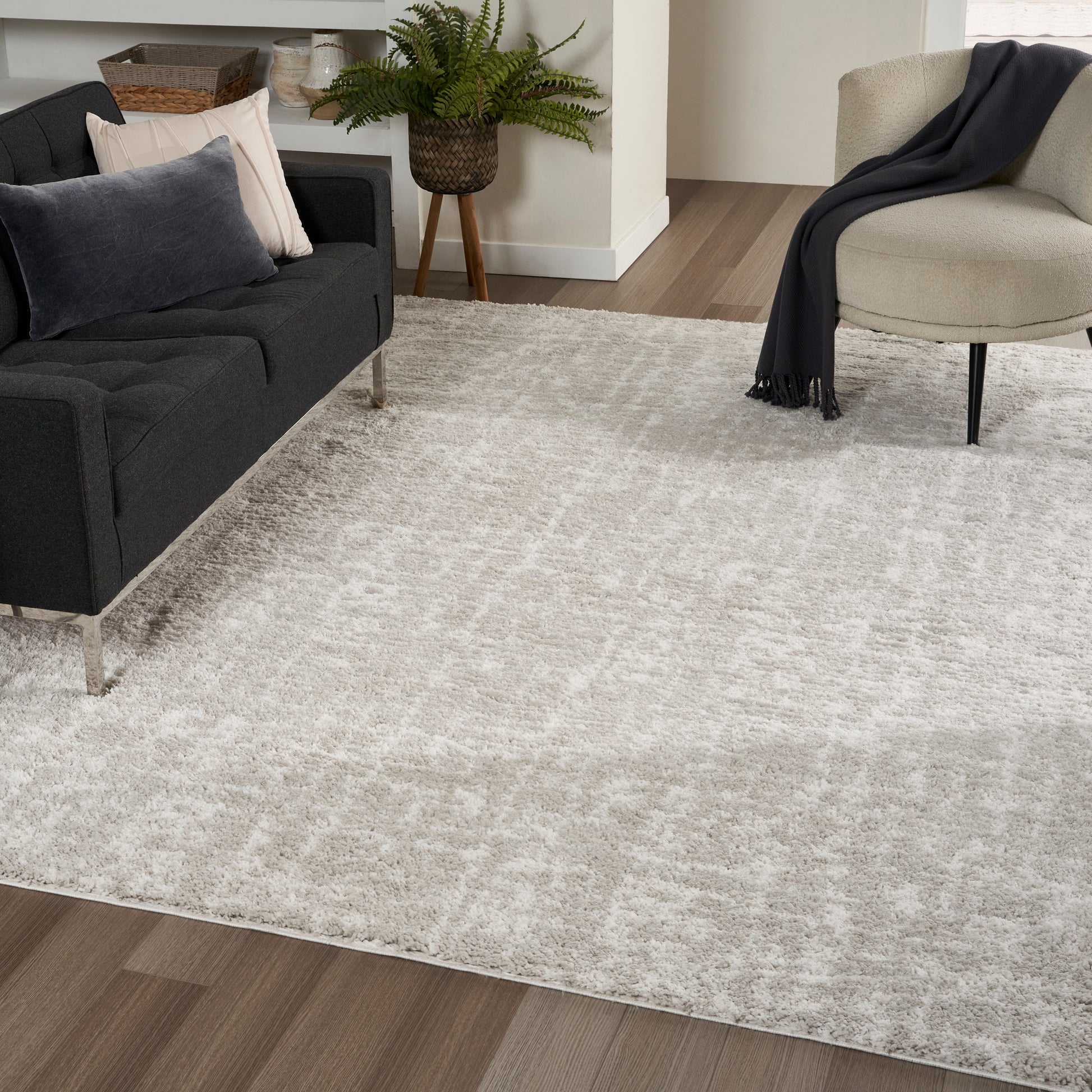 Nourison Home Modern Shag  Grey Ivory  Contemporary