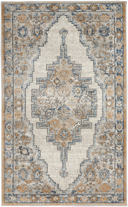 Nourison Home Quarry QUA09 Grey Light Blue Traditional Power-loomed Rugs