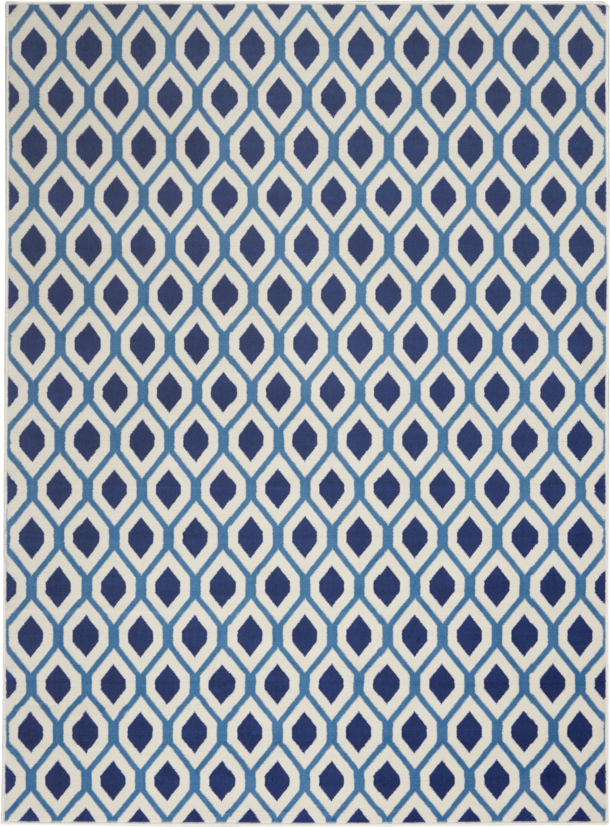 Nourison Home Grafix  White Navy  Contemporary