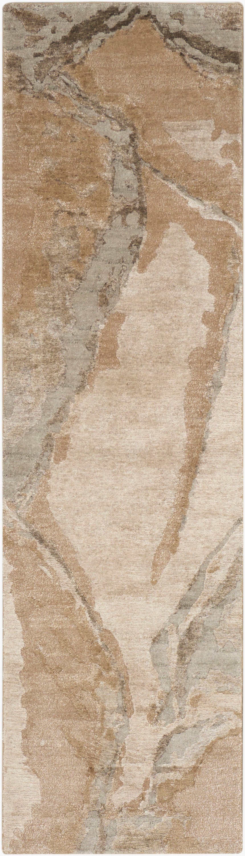 Nourison Home Silk Shadows SHA24 Beige Silver Contemporary Hand Knotted Rug