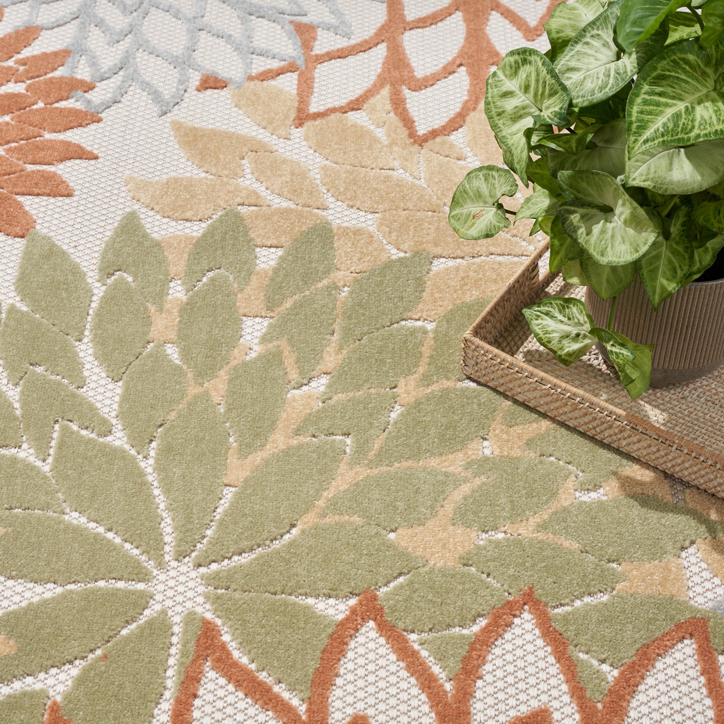 Nourison Home Aloha  Ivory Multicolor  Contemporary