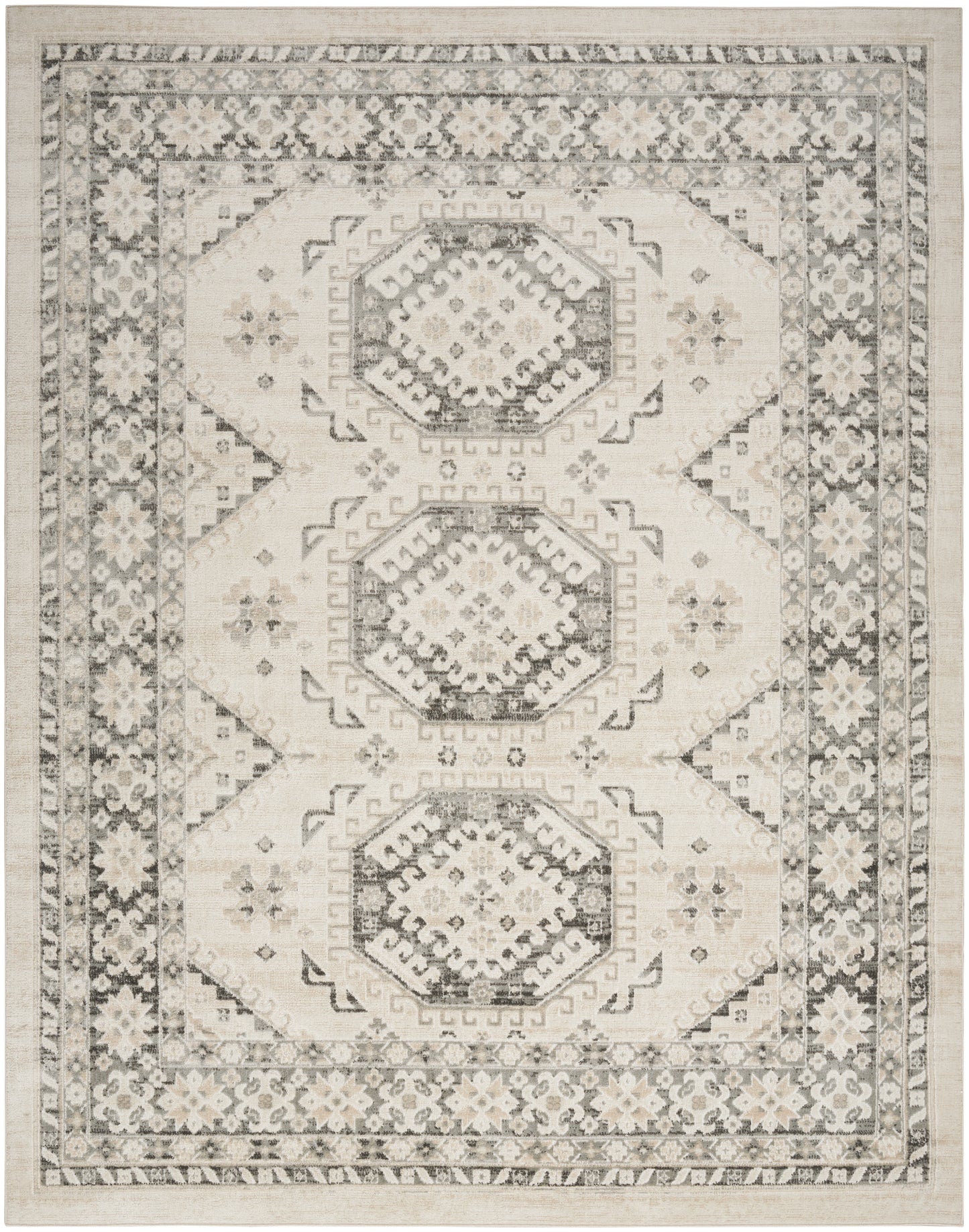 Nourison Home Serenity Home SRH01 Ivory Grey Traditional Loom-woven Rug