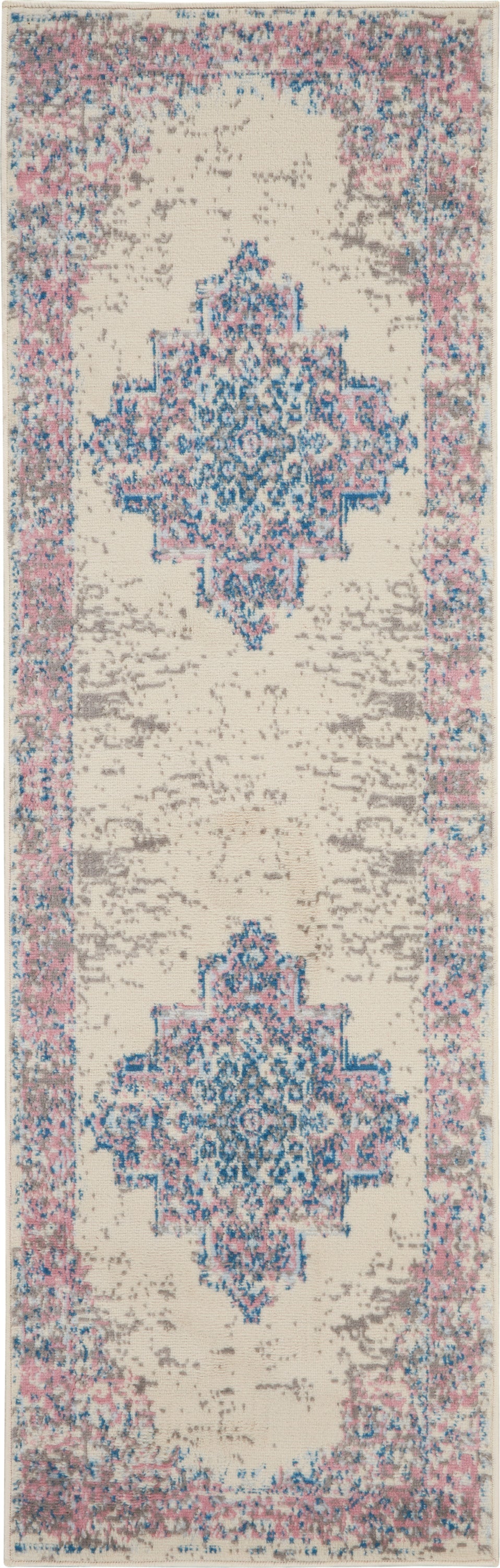 Nourison Home Grafix GRF14 Ivory Pink Transitional Power-loomed Rug