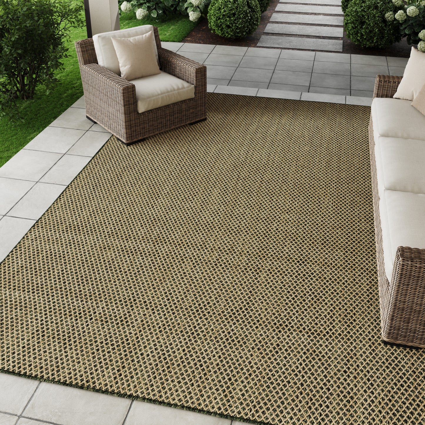 Nourison Home Courtyard  Green  Contemporary