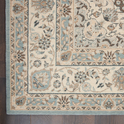 Nourison Home Living Treasures  Aqua Ivory  Traditional