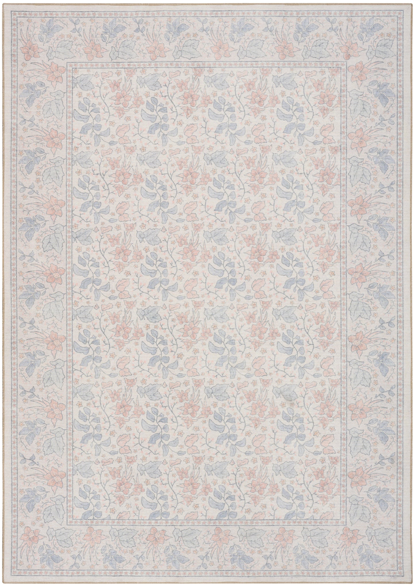 Nourison Home Botanical Washables BOT03 Ivory Multicolor Contemporary Machine Woven Rug