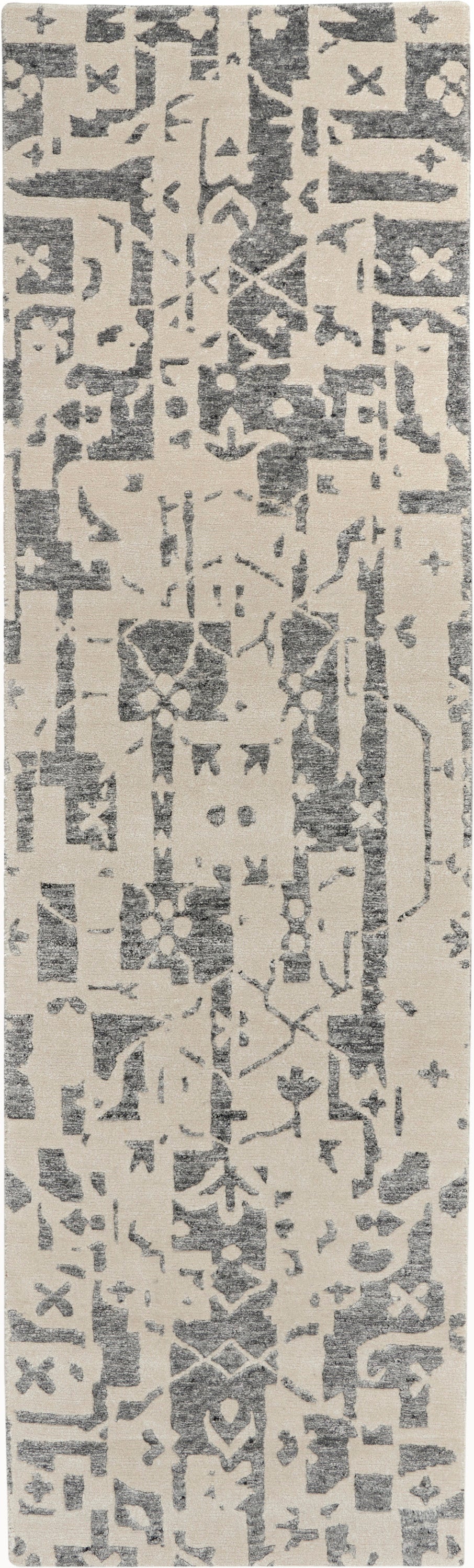 Nourison Home Silk Shadows SHA19 Ivory Grey Transitional Hand Knotted Rug