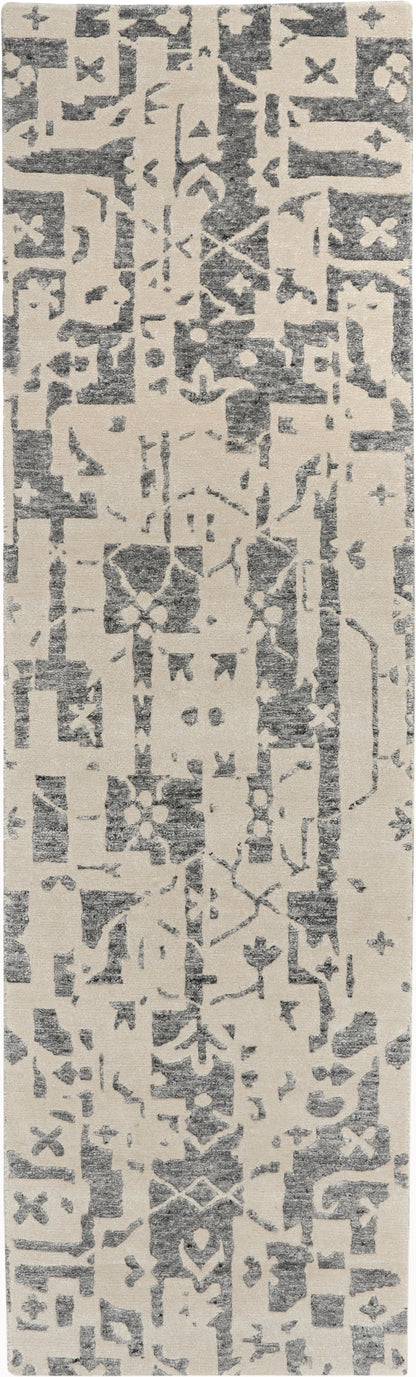 Nourison Home Silk Shadows SHA19 Ivory Grey Transitional Hand Knotted Rug