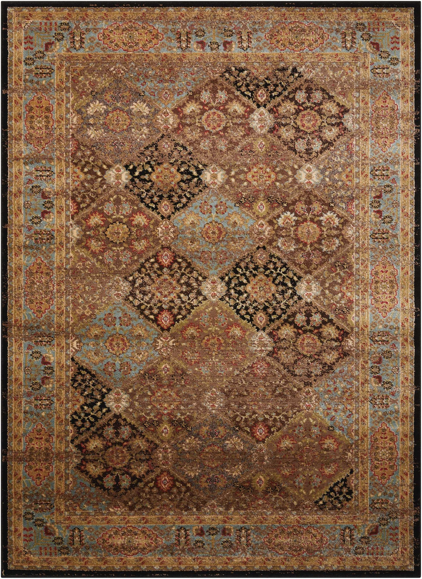 Nourison Home Delano DEL03 Black Blue Traditional Power-loomed Rug