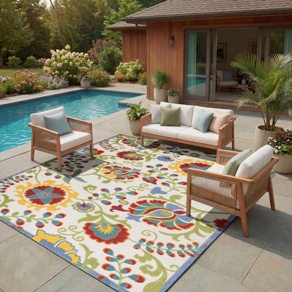 Nourison Home Aloha  Ivory Multicolor  Contemporary