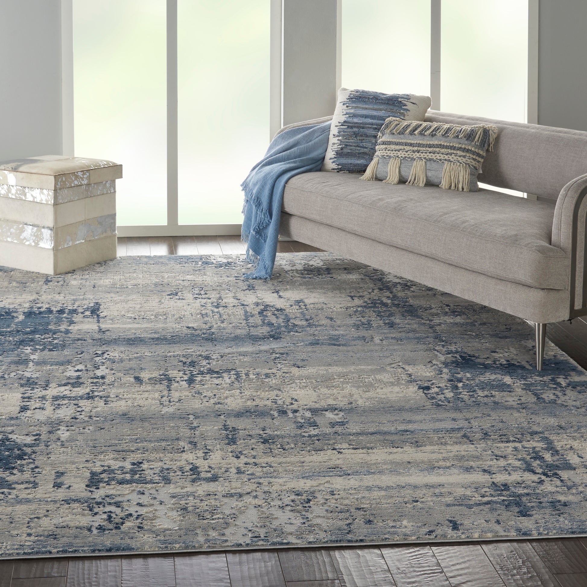 Nourison Home Rustic Textures  Ivory Blue  Contemporary