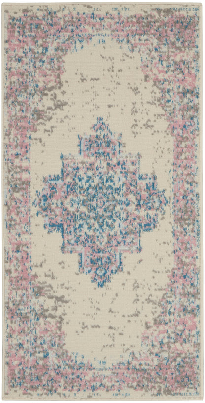 Nourison Home Grafix GRF14 Ivory Pink Transitional Power-loomed Rug
