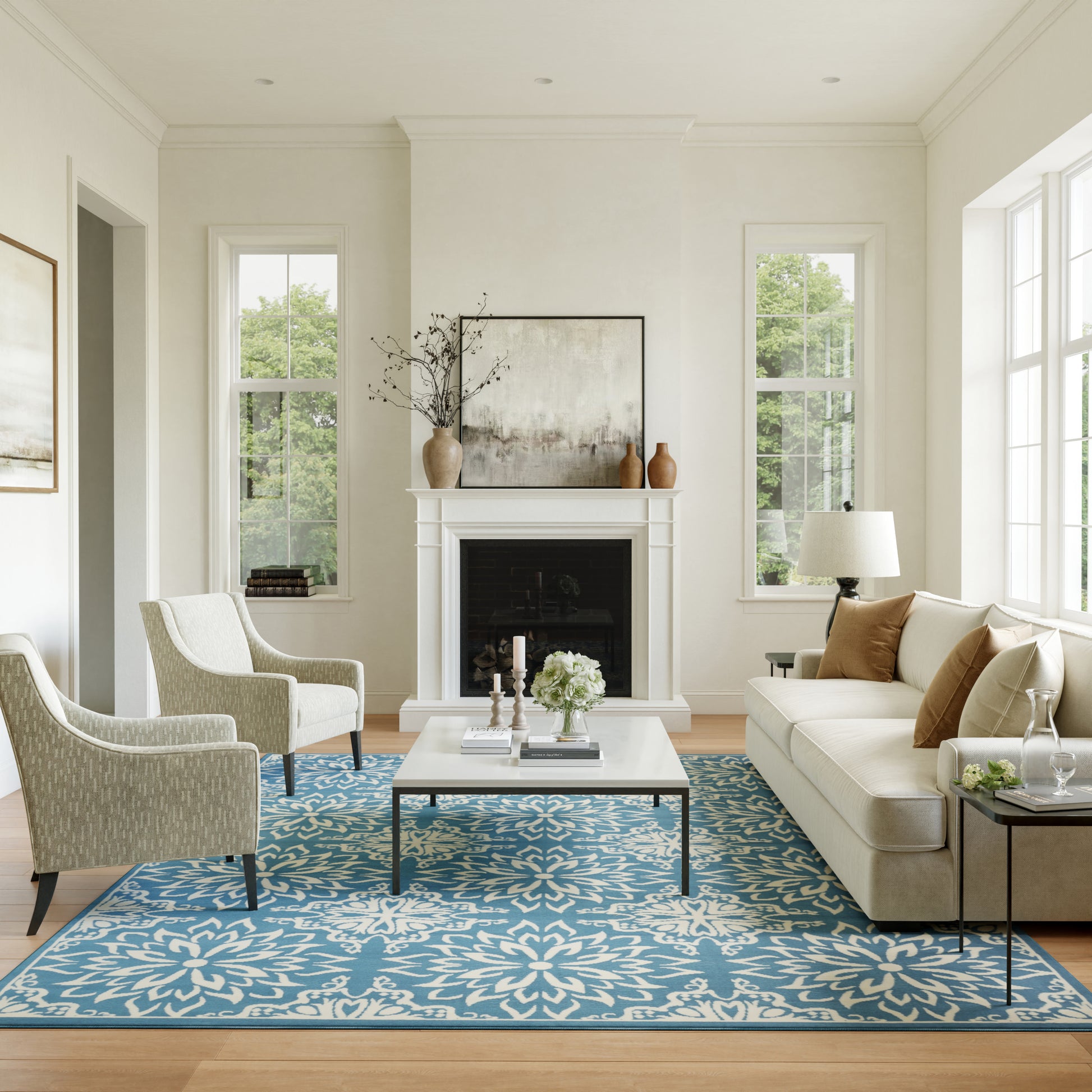 Nourison Home Jubilant  Ivory Blue  Transitional