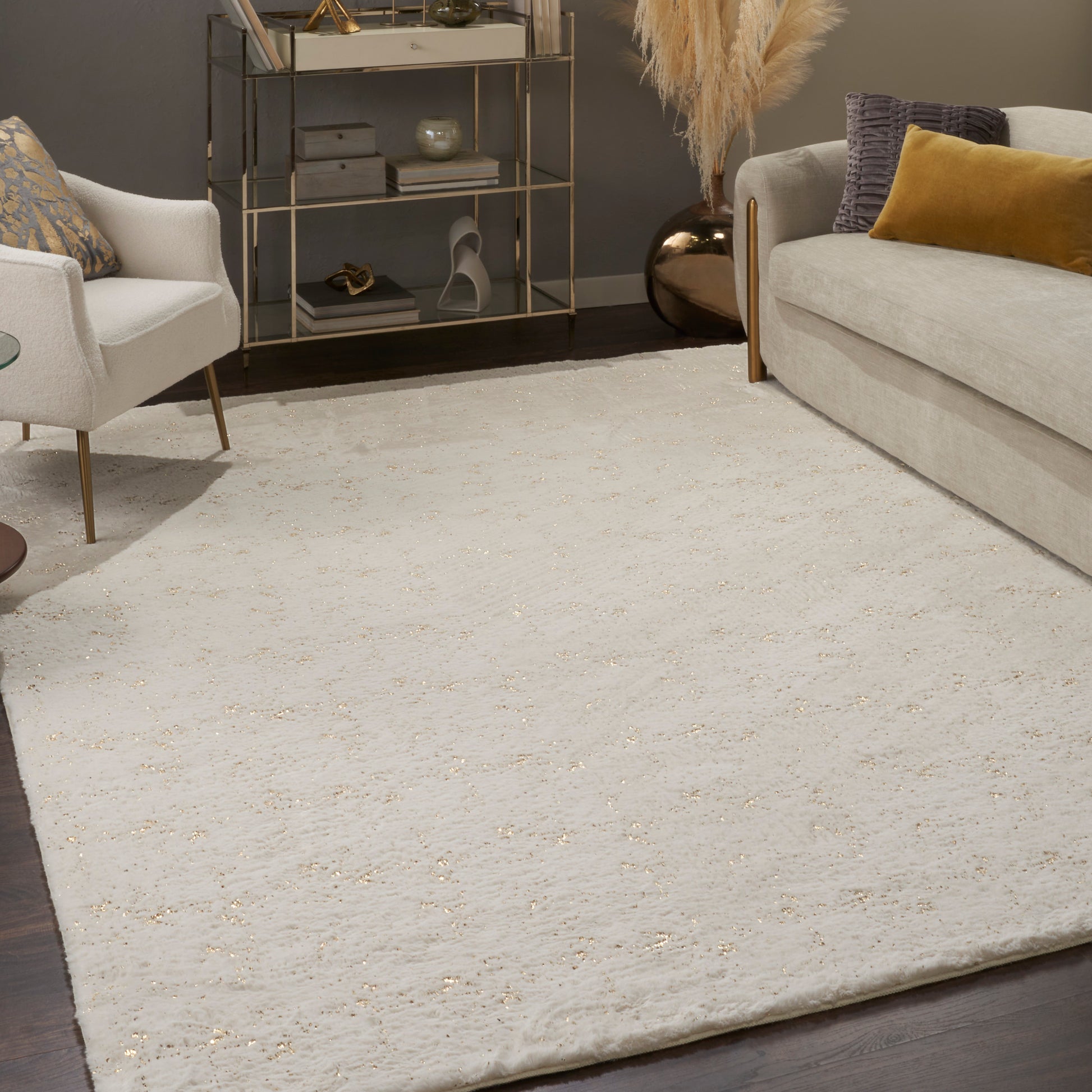 Nourison Home Cozy Shimmer  Ivory Gold  Contemporary