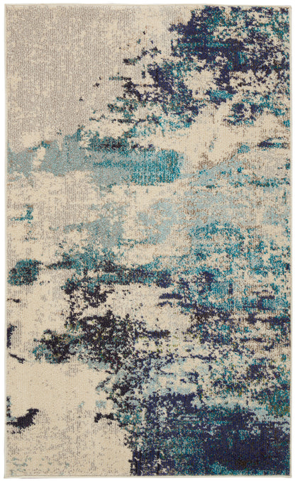 Nourison Home Celestial CES02 Ivory Teal Blue Contemporary Power-loomed Rugs