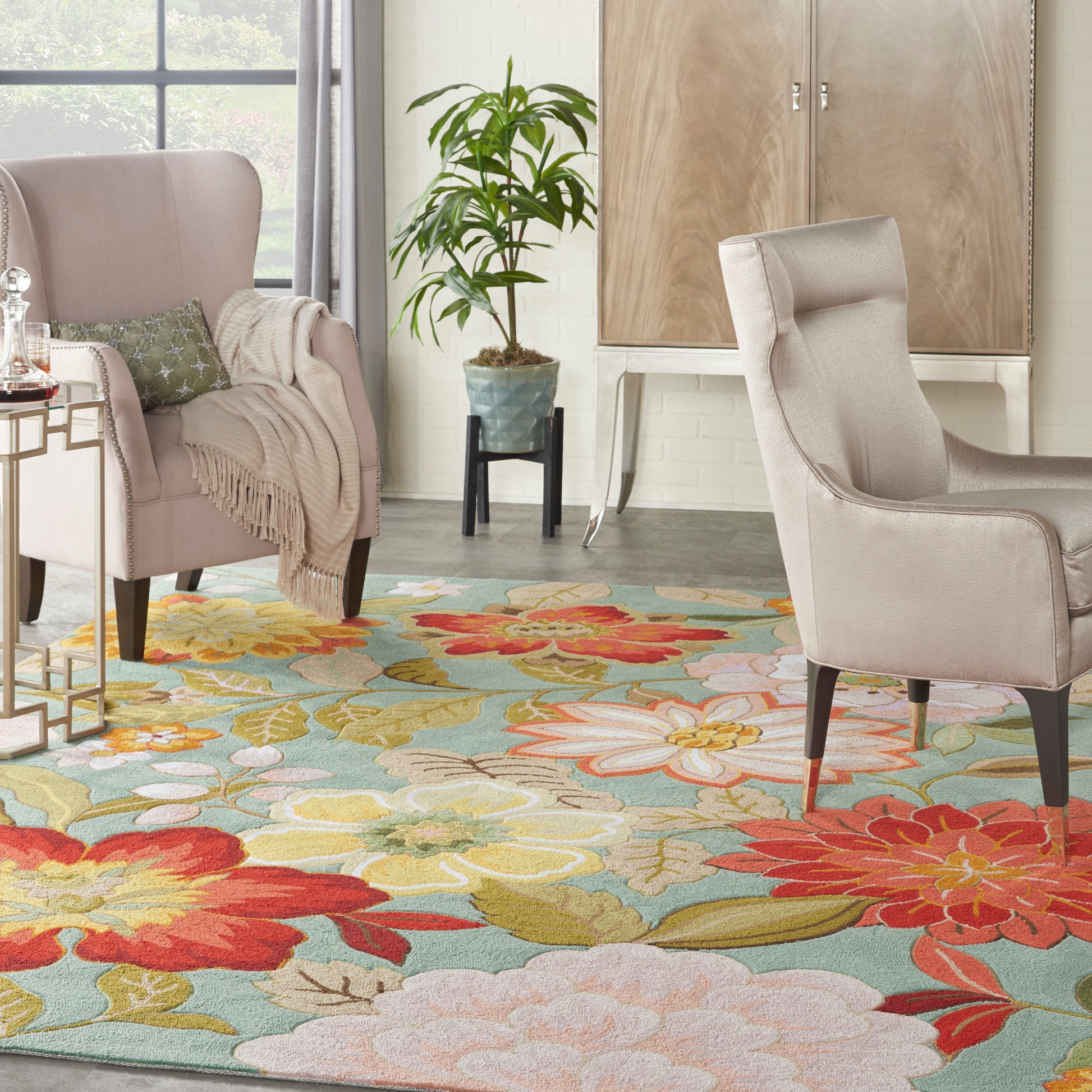 Nourison Home Fantasy  Aqua  Contemporary