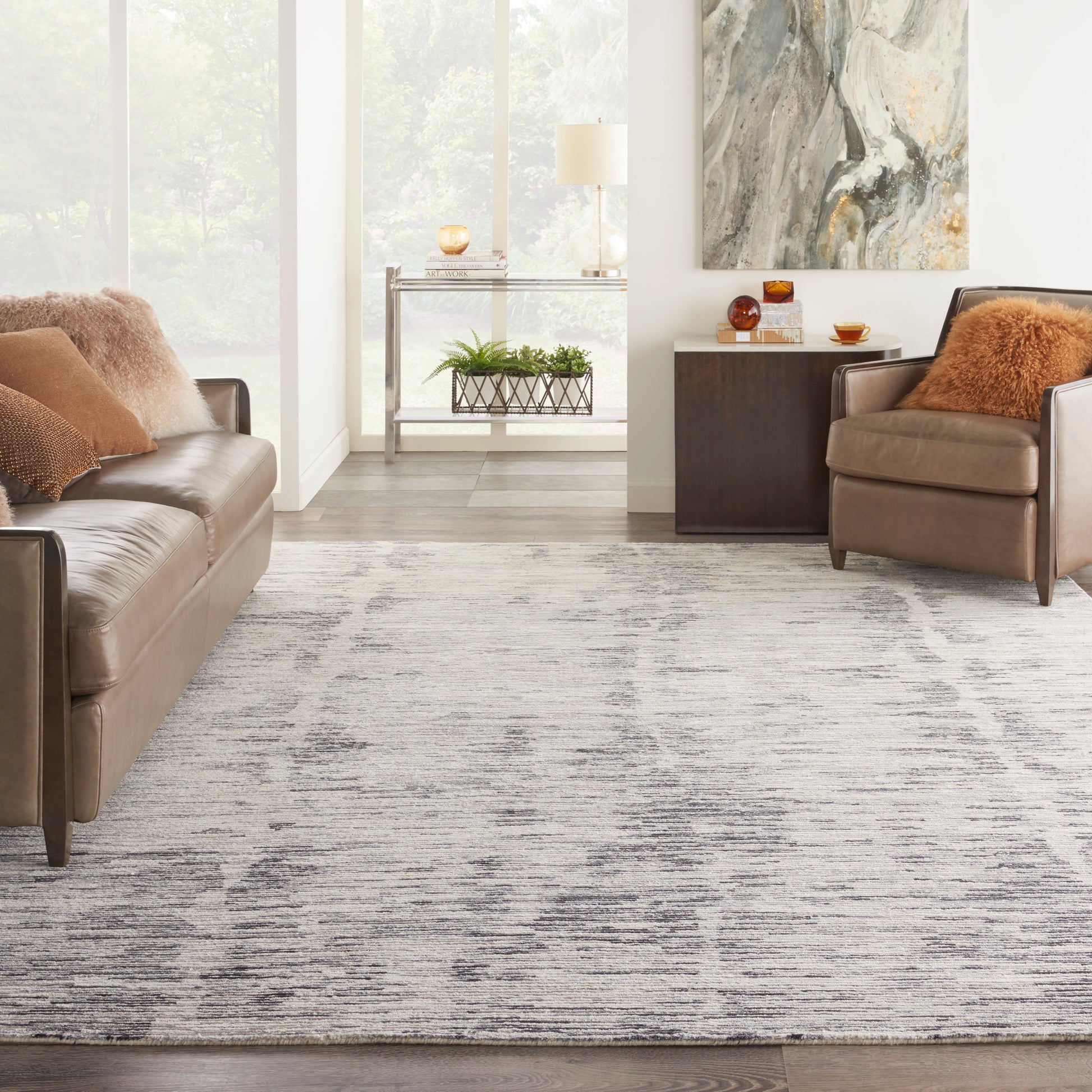 Nourison Home OCEAN  Cream Charcoal  Contemporary
