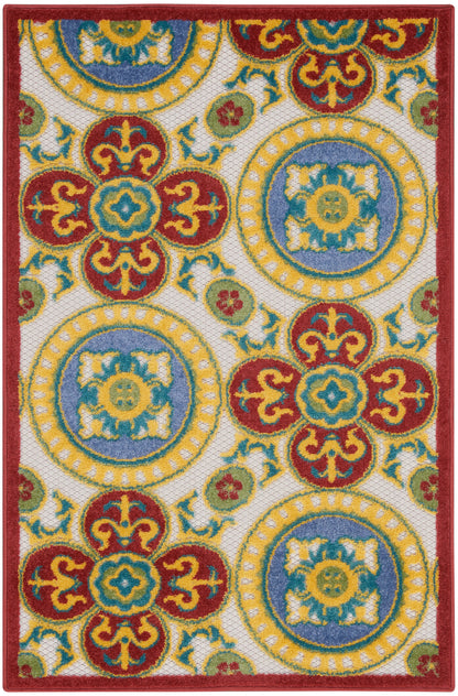 Nourison Home Aloha ALH30 Red Multicolor Contemporary Power-loomed Rugs