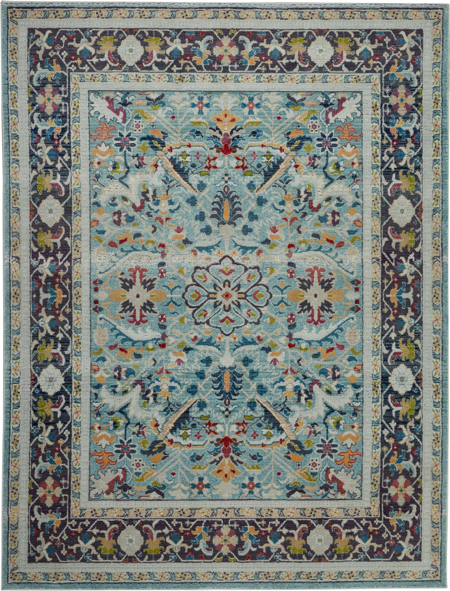 Nourison Home Ankara Global  Teal Multicolor  Traditional