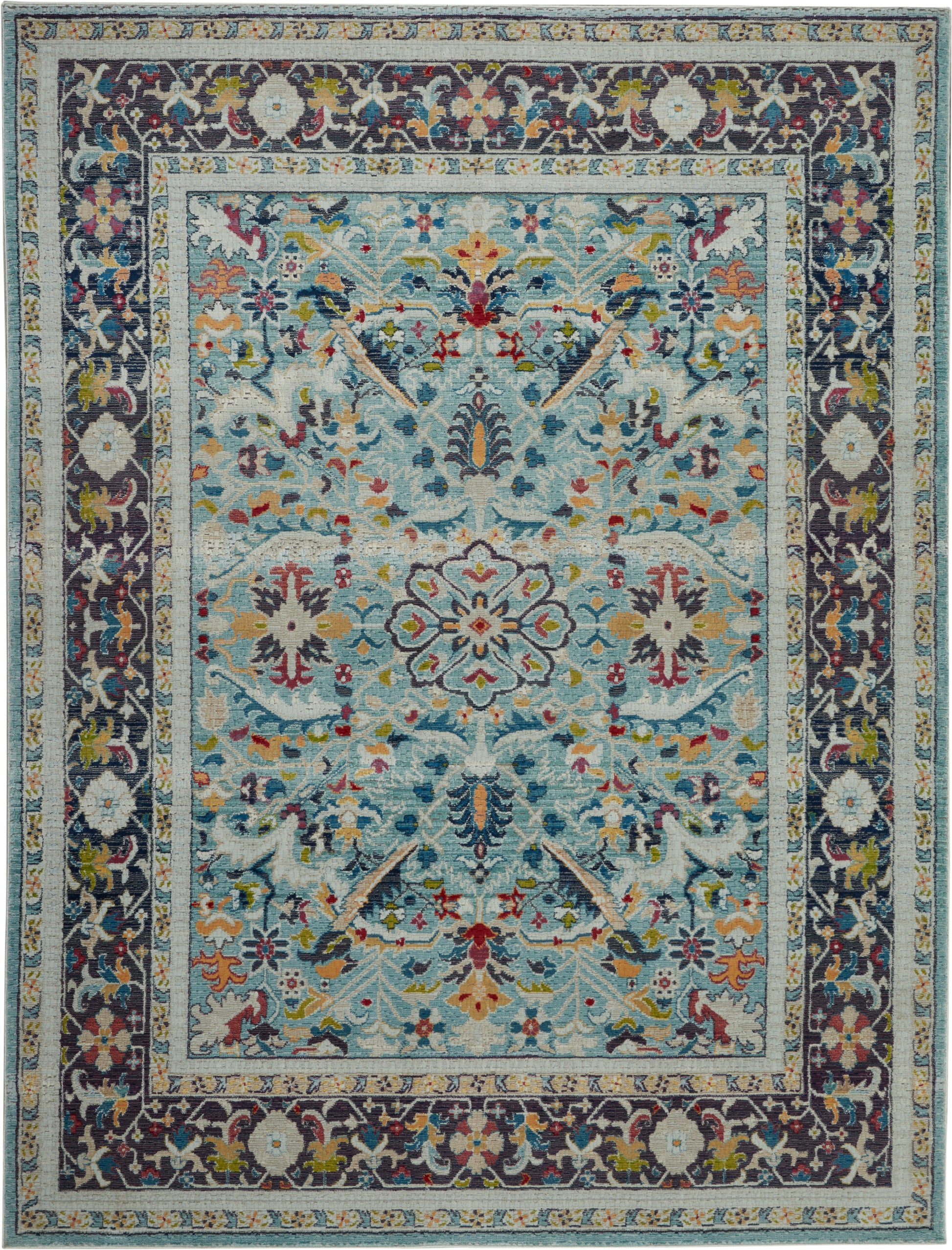 Nourison Home Ankara Global  Teal Multicolor  Traditional