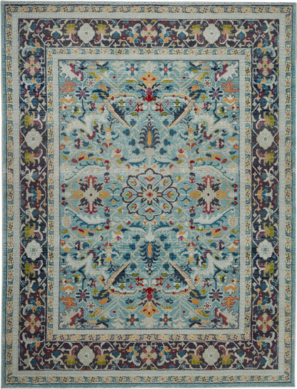 Nourison Home Ankara Global  Teal Multicolor  Traditional