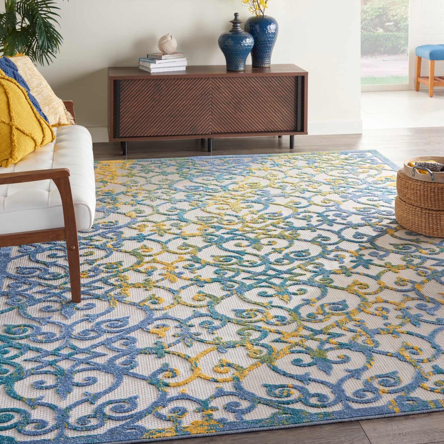 Nourison Home Aloha  Ivory Blue  Contemporary
