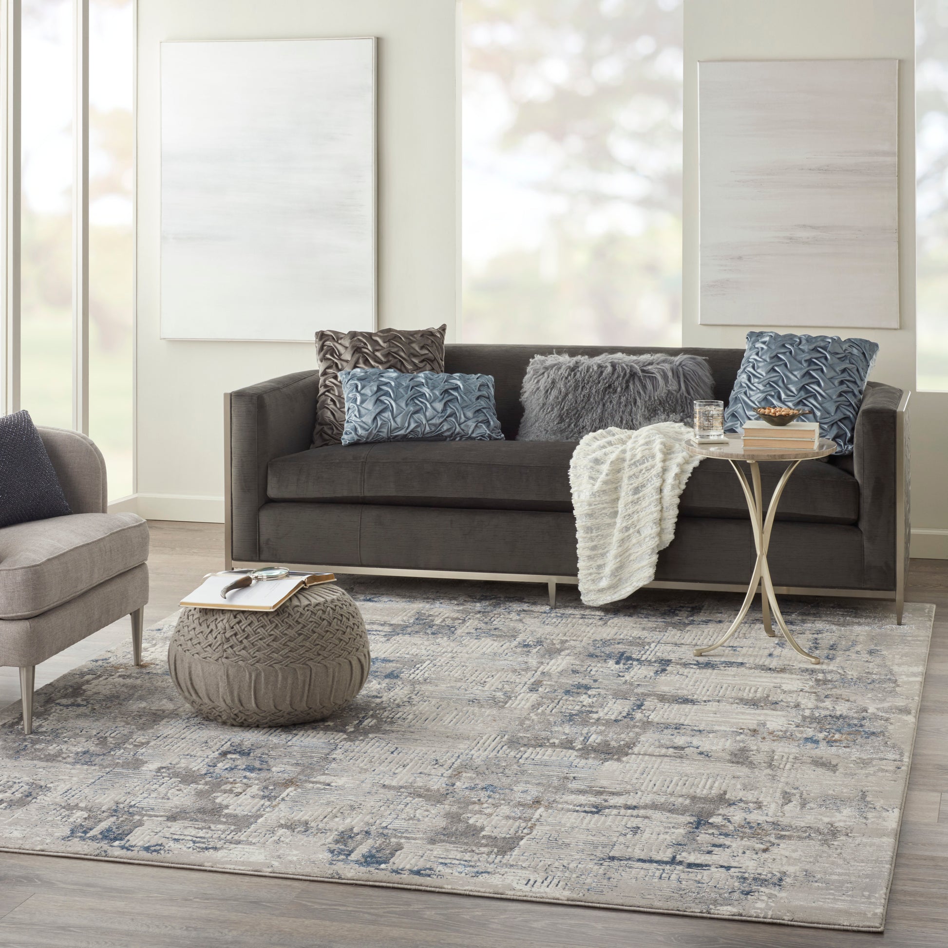Nourison Home Royal Terrace  Ivory Blue  Contemporary