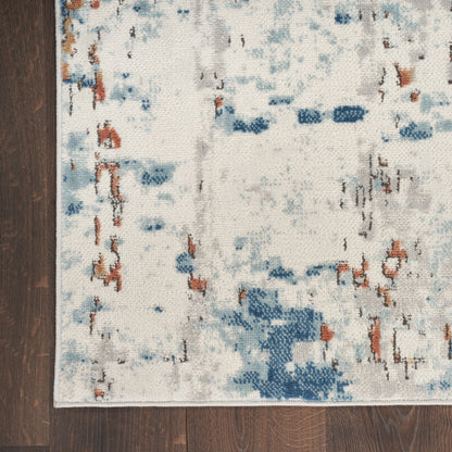 Nourison Home Quarry  Beige Blue Rust  Contemporary