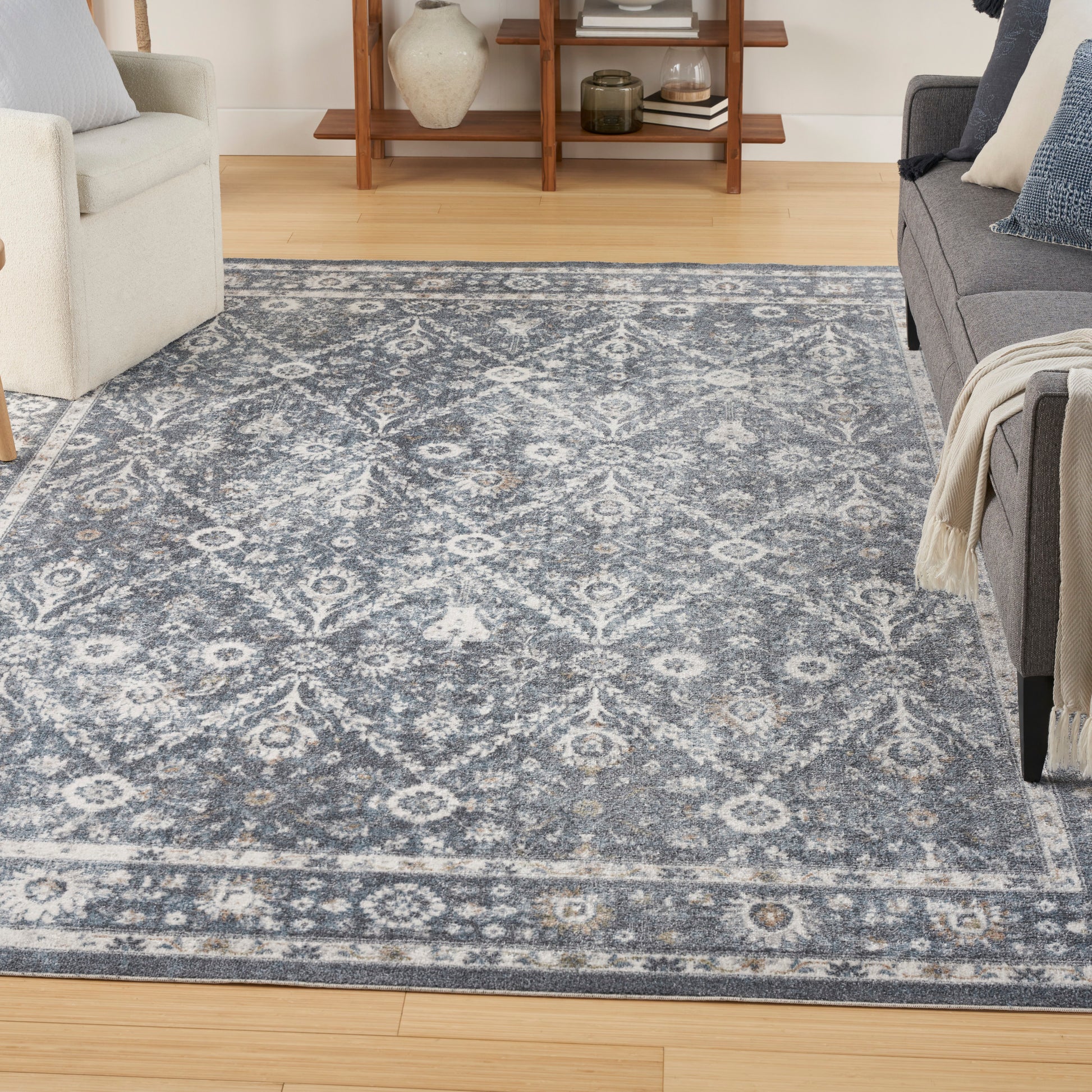 Nourison Home Astra Machine Washable  Dark Blue  Traditional