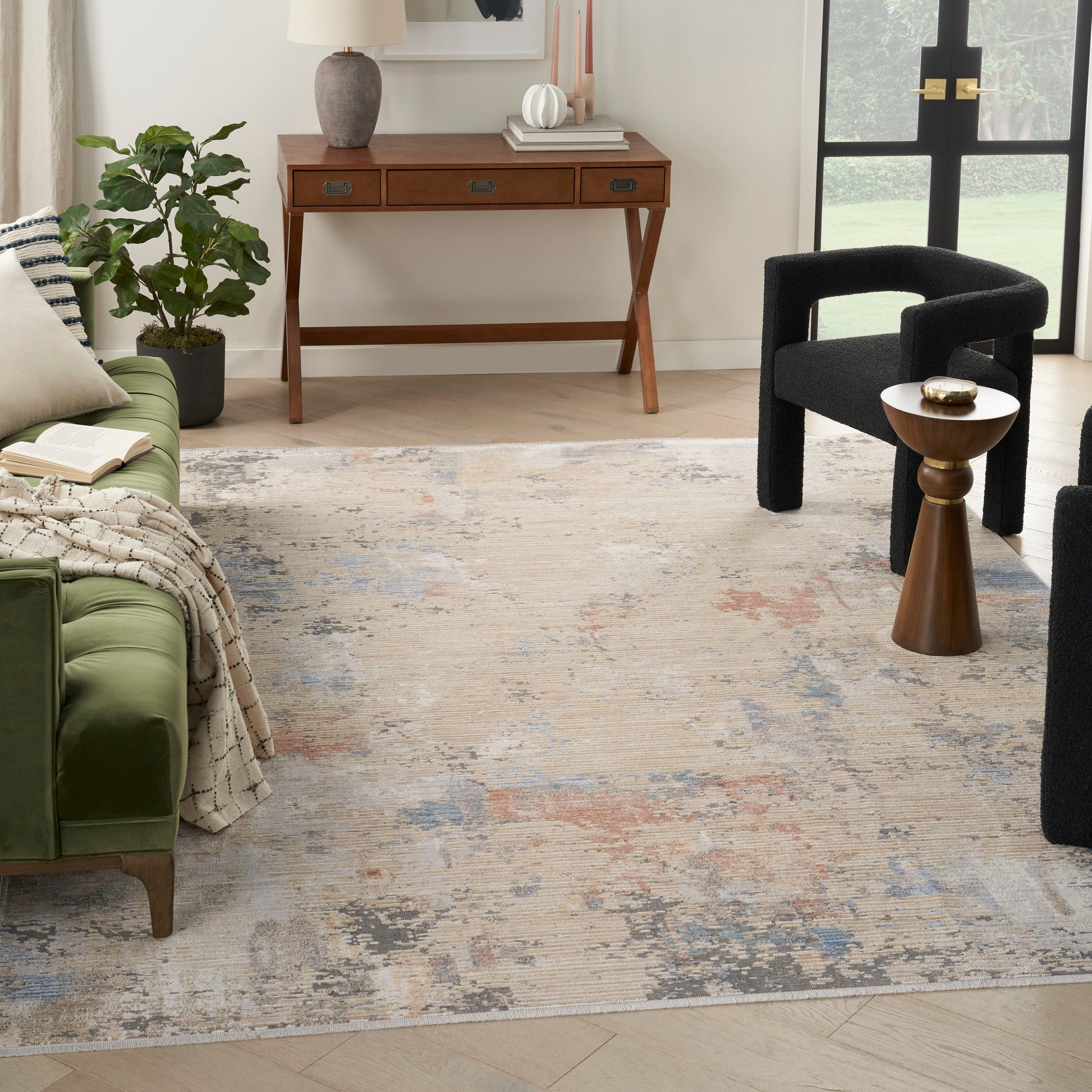 Nourison Home Abstract Hues  Beige Grey  Contemporary