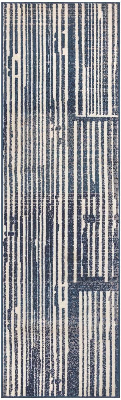 Nourison Home Grafix GRF42 Blue Grey Contemporary Power-loomed Rug