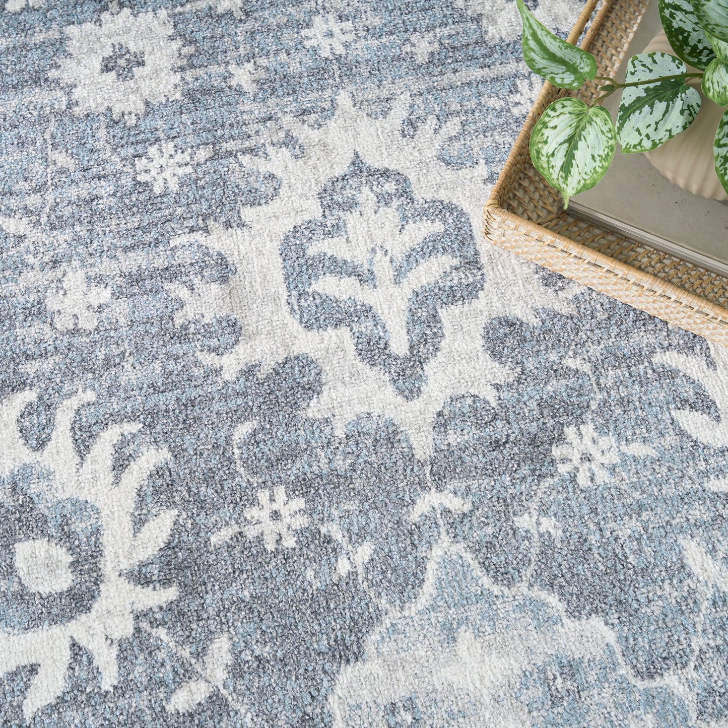 Nourison Home Astra Machine Washable  Denim  Traditional